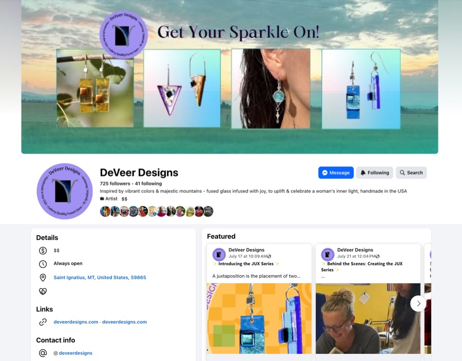 Screenshot of DeVeer Designs Facebook